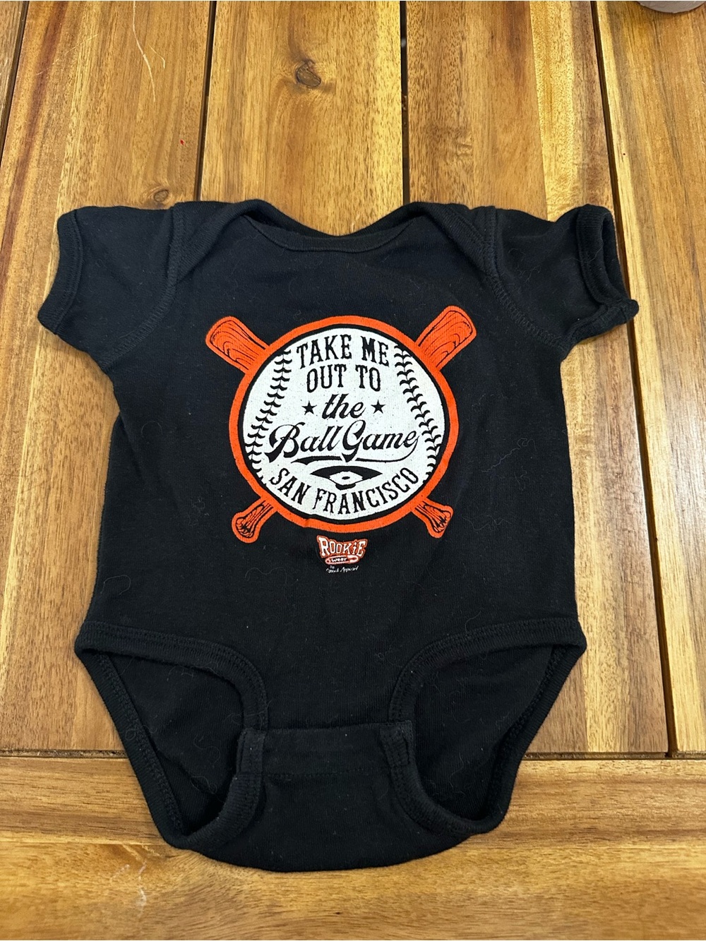 Black Take me out to the ball game onesie San Francisco size 6m